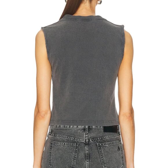 Alexander Wang V-Neck Tank Top in Faded Black - Picture 8 of 13